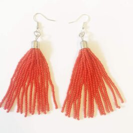 Ruby Red Beaded Earrings