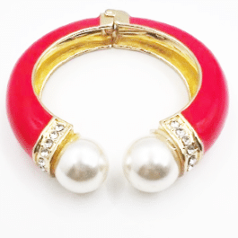 Red Cuff Pearl Bracelet